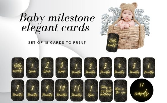 Download Elegant Marble Baby Milestone Cards - Elegant marble Collection