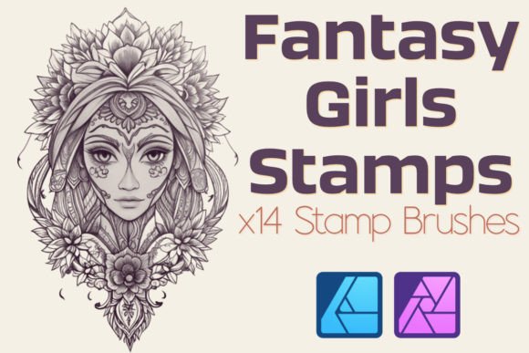 Download Fantasy Girls Stamps, Affinity Brushes - Brushes Collection
